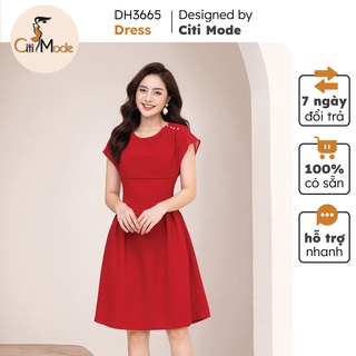 Đầm xoè đỏ phối voan DH3665