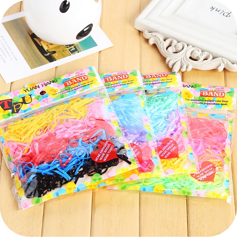 Set 250 Dây Thun Cột Tóc Dùng Một Lần Tiện Dụng Cho Bé Gái Phụ Kiện Tóc Bé Gái