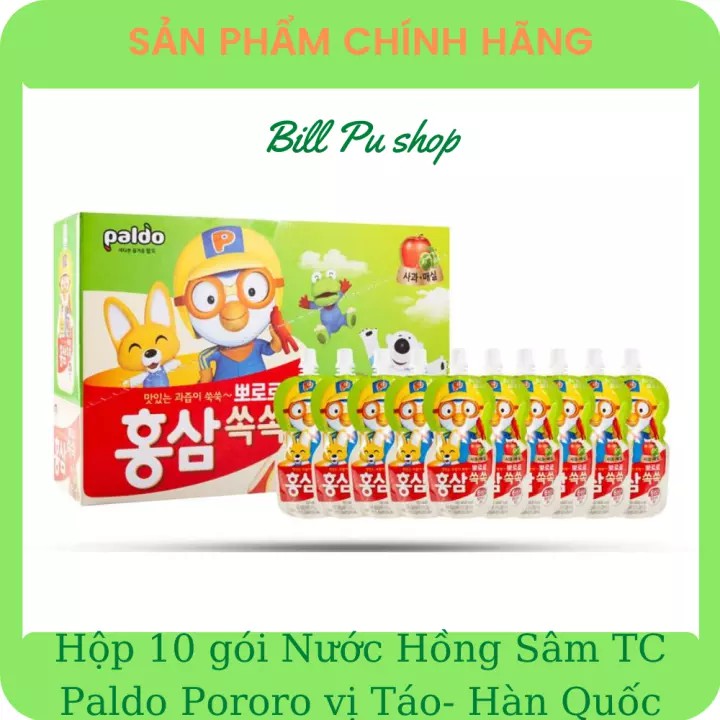 Combo 10 gói Nước Hồng Sâm Trái Cây PORORO HÀN QUỐC 100ml đủ vị