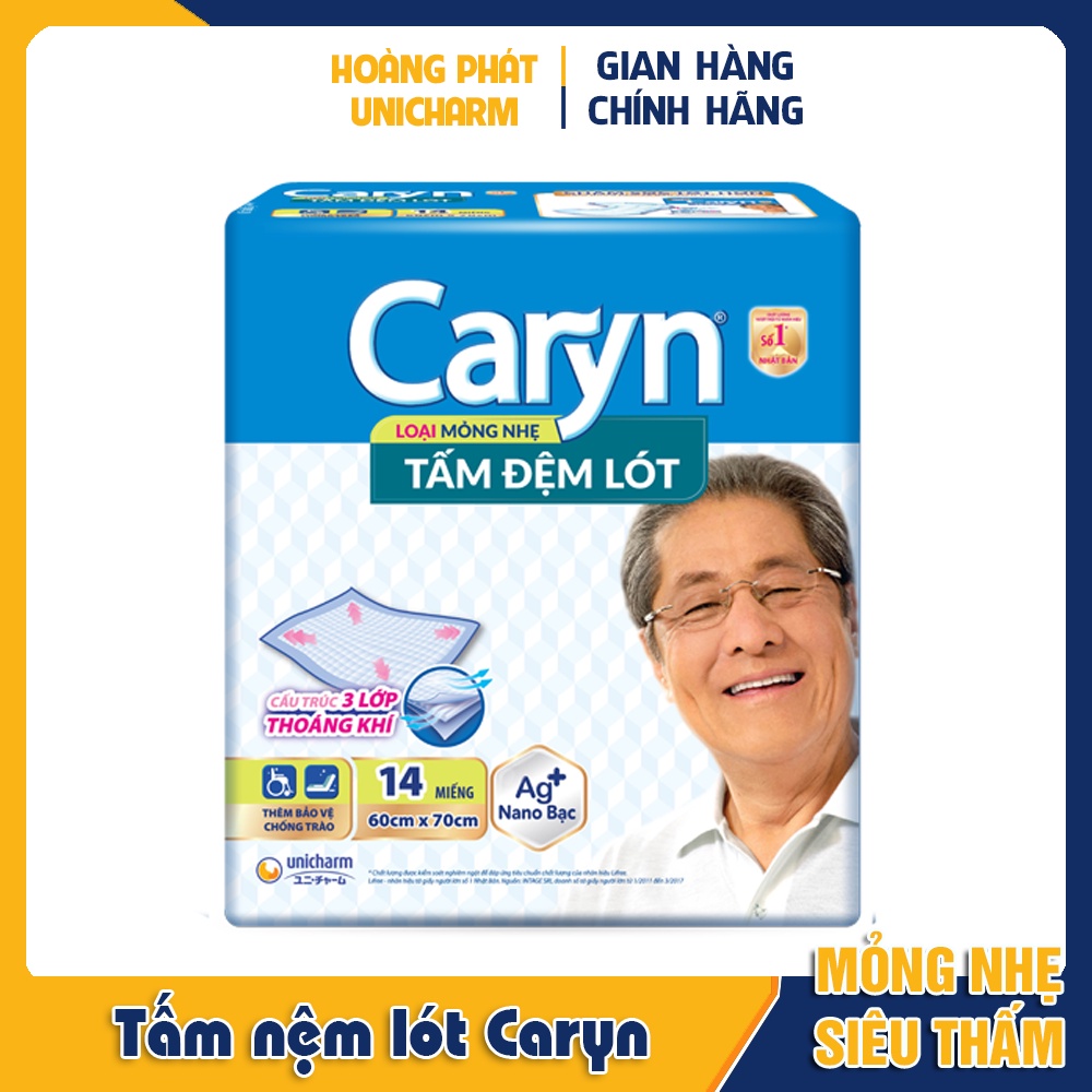 Tấm nệm lót Caryn mỏng nhẹ - siêu thấm - giúp thoải mái xoay trở chống trào lưng