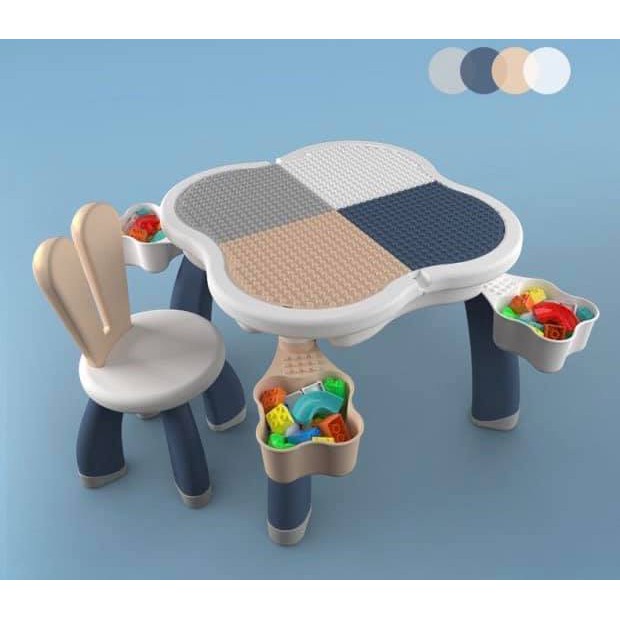 Bộ bàn ghế Lego thỏ Pomo mẫu 2021 (có 2 màu)