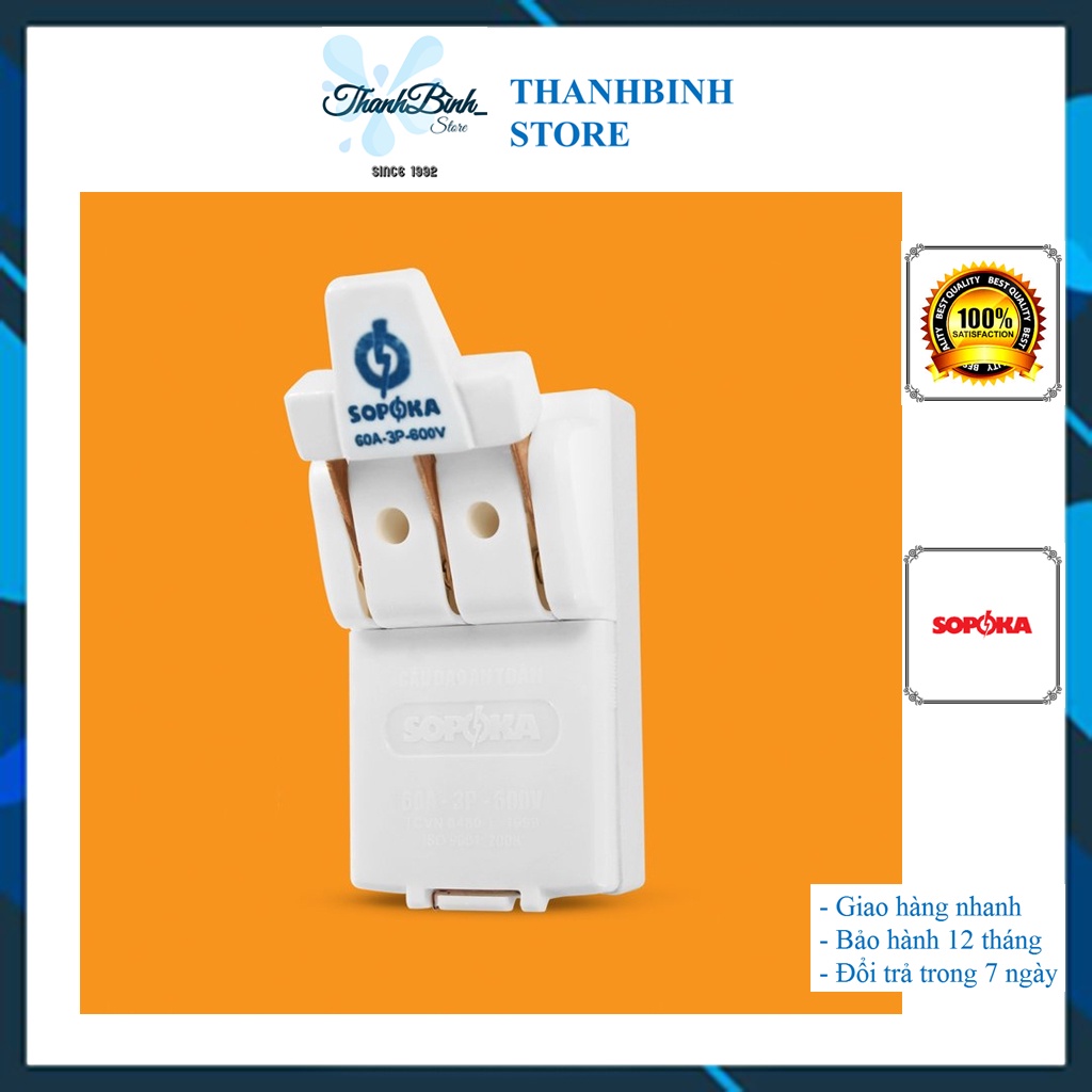 CẦU DAO ĐẾ SỨ 3 PHA- 30A/ 60A SOPOKA/ VINAKIP- CHỐNG CHÁY