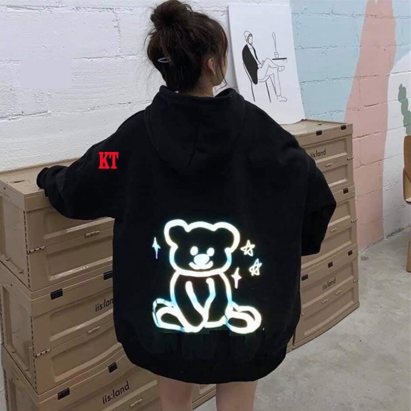 (sale) Áo hooide gấu sao phản quang KT12 (tuyển sỉ đại lý ) nỉ ngoại