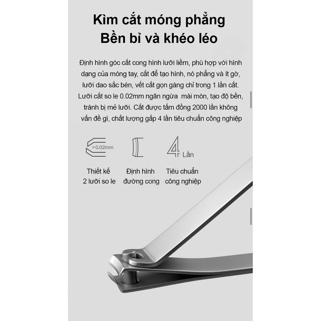 Bộ bấm móng tay cao cấp chính hãng Xiaomi , Dụng cụ làm móng Xiaomi 5 món kéo tỉa lông mũi, dũa móng,...
