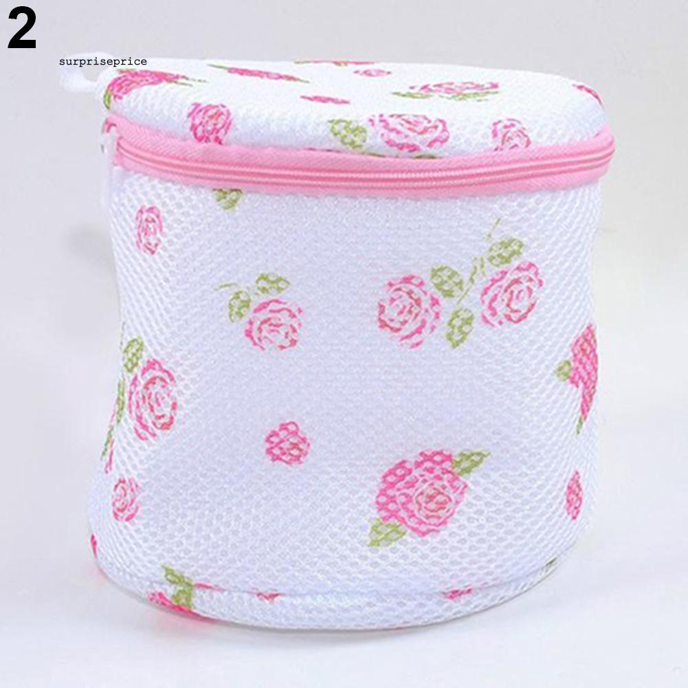 Túi lưới giặt đồ lót thiết kế in hoa có khóa kéo kích thước 15cm x 15cm/15cm x 13cm