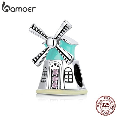 Hạt Charm Hình Cối Xây Gió Bamoer Đầy Màu Sắc Bằng Bạc 925 Nguyên Bản Gắn Vòng Tay Trang Sức SCC1739