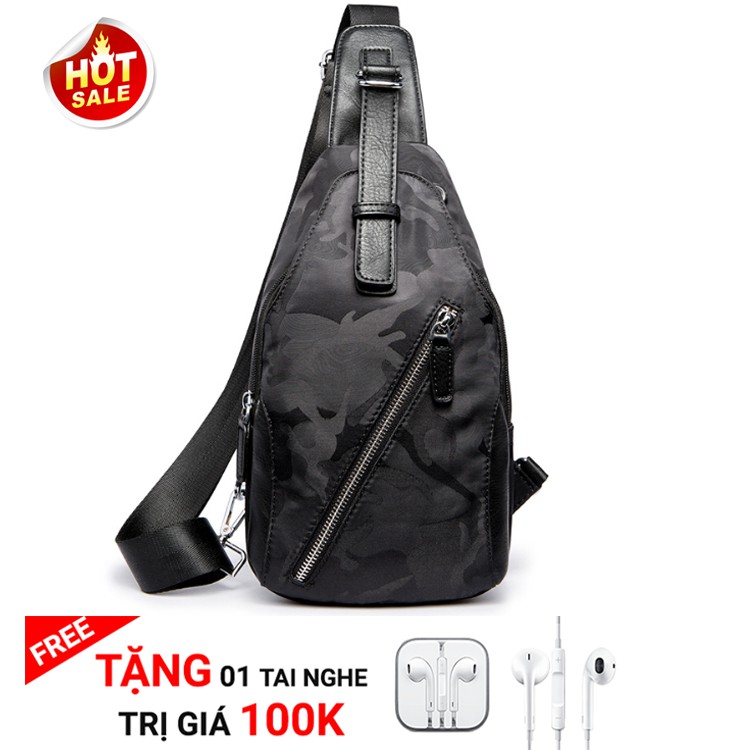 Túi đeo chéo trước ngực Chống Nước – Họa tiết rằn ri Cao Cấp Nam Tính đựng được ipad, sách vở Hot thu đông