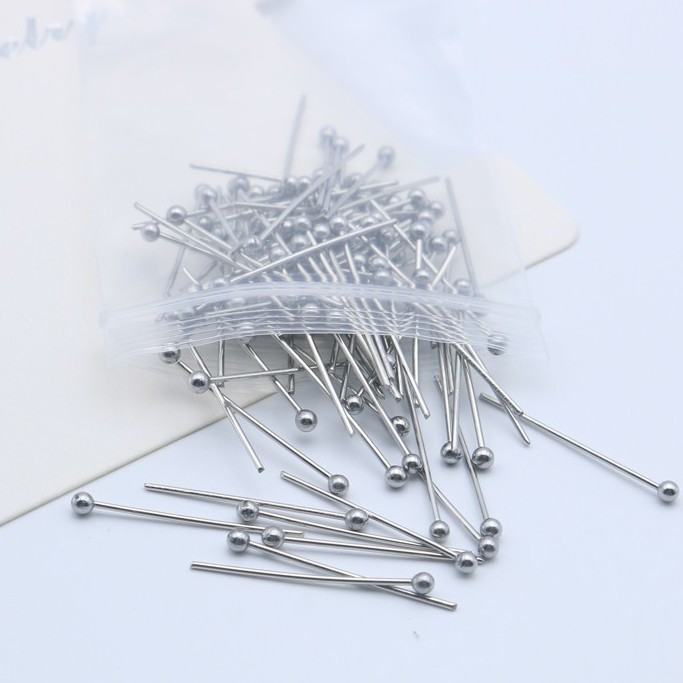 Bộ 100 Kim Tròn Xỏ Hạt Làm Trang Sức Bằng Thép Không Gỉ