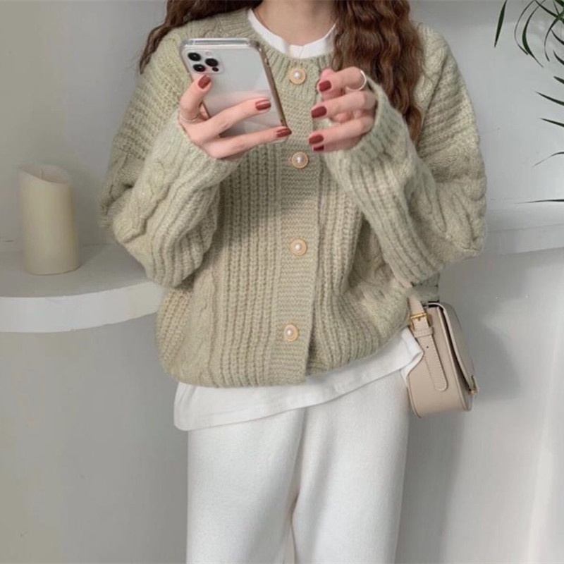 SUXI Áo sweater dài tay dáng rộng thiết kế mới thời trang thu đông cho nữ