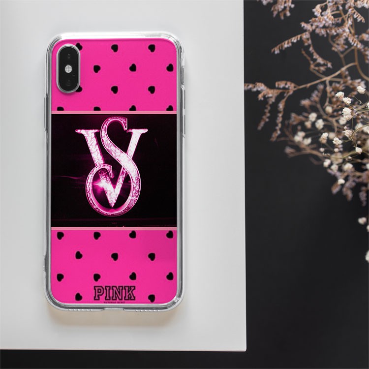 Ốp lưng logo VS VICTORIA'S SECRET Pink màu hồng đậm cho Iphone 5 6 7 8 Plus 11 12 Pro Max X Xr VICPOD00106