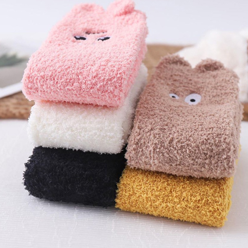 Xixi Vớ Nhung Dày Dặn Thêu Hình Tai Thú 3D Dễ Thương Giữ Ấm Mùa Đông Dành Cho Nữ