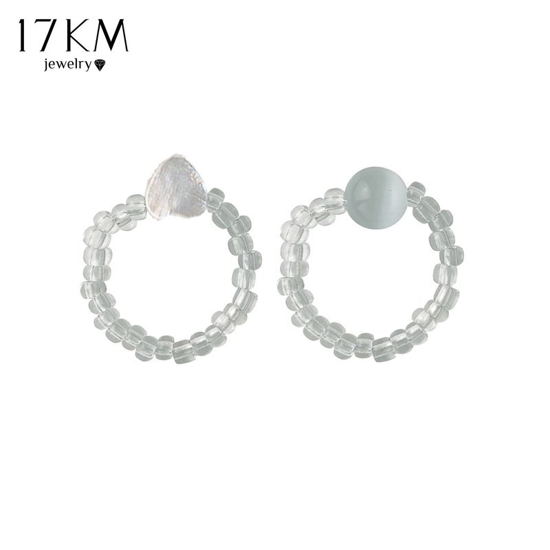 Set 2 nhẫn 17km mặt bằng vỏ sò đá opal thời trang cho nữ