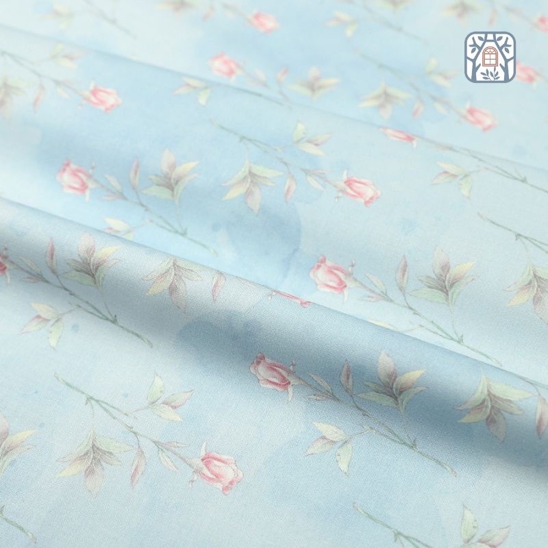 CS21-168 Vải cotton 100% tự nhiên🍒Chuanshui🍒khổ vải 145cm, hoa hồng màu pastel - vải đẹp handmade, quilt, may quần áo