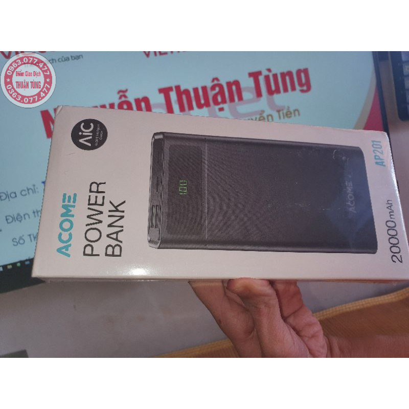 Pin Sạc Dự Phòng ACOME AP201 20000mAh Sạc Nhanh 22.5W - HÀNG CHÍNH 18 THÁNG