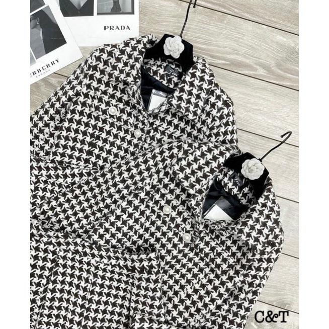 Set dạ tweed gồm áo kèm chân váy sang chảnh kèm ảnh thật