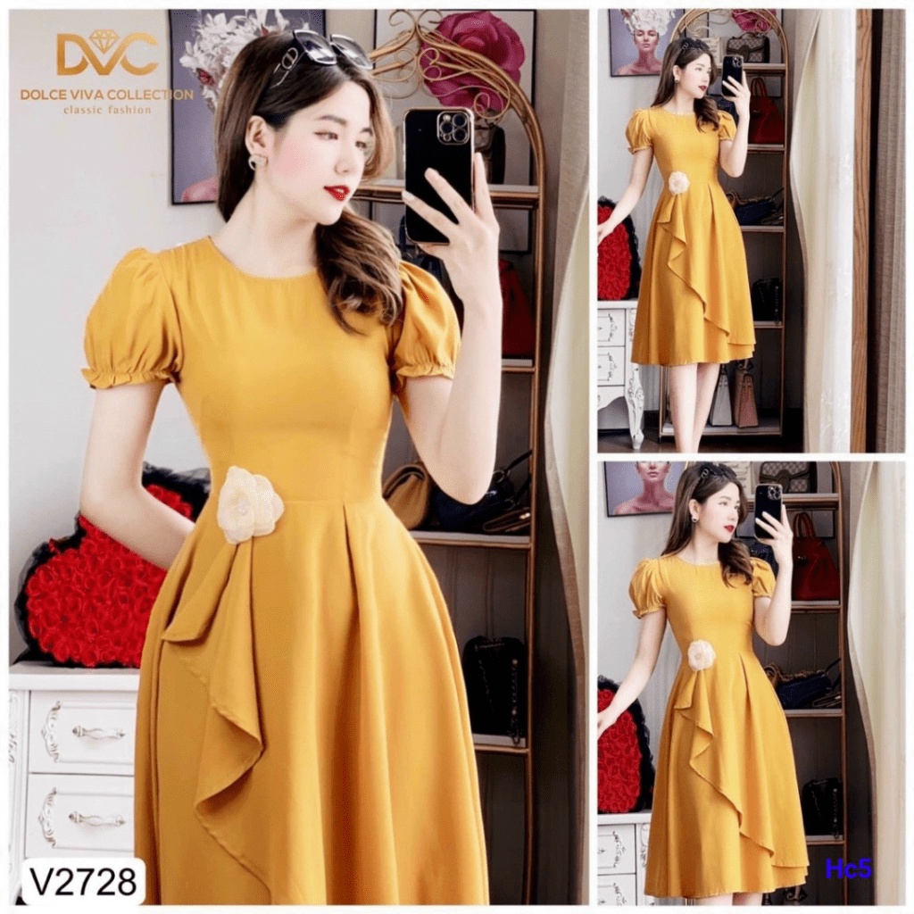 [ Bộ sưu tập MÙA THU ] ĐẦM DÁNG A/ EO ĐÍNH HOA/TAY PHỒNG, PHÙ HỢP ĐI LÀM/ ĐI CHƠI, CỰC DUYÊN DÁNG UP