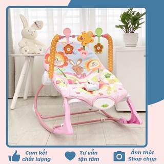 FREE SHIP !!! Ghế rung bập bênh có nhạc và đồ chơi lục lạc màu hồng, dành cho bé từ 0-36 tháng, có bảo hành