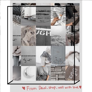Wall Collage decal keo sẵng, bền màu dán tường trang trí decor phòng ngủ - theme Xám tro
