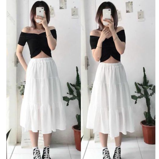 Chân váy tầng chữ A  xếp ly 3 tầng Ulzzang  cao cấp