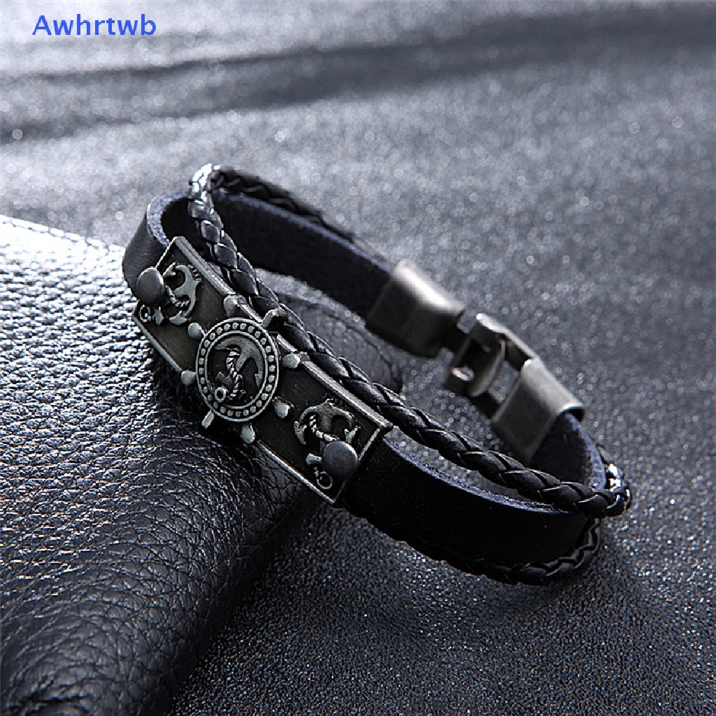 Awhrtwb Mới Vòng Tay Da Đính Charm Mỏ Neo Tinh Tế Hàng Bán Chạy