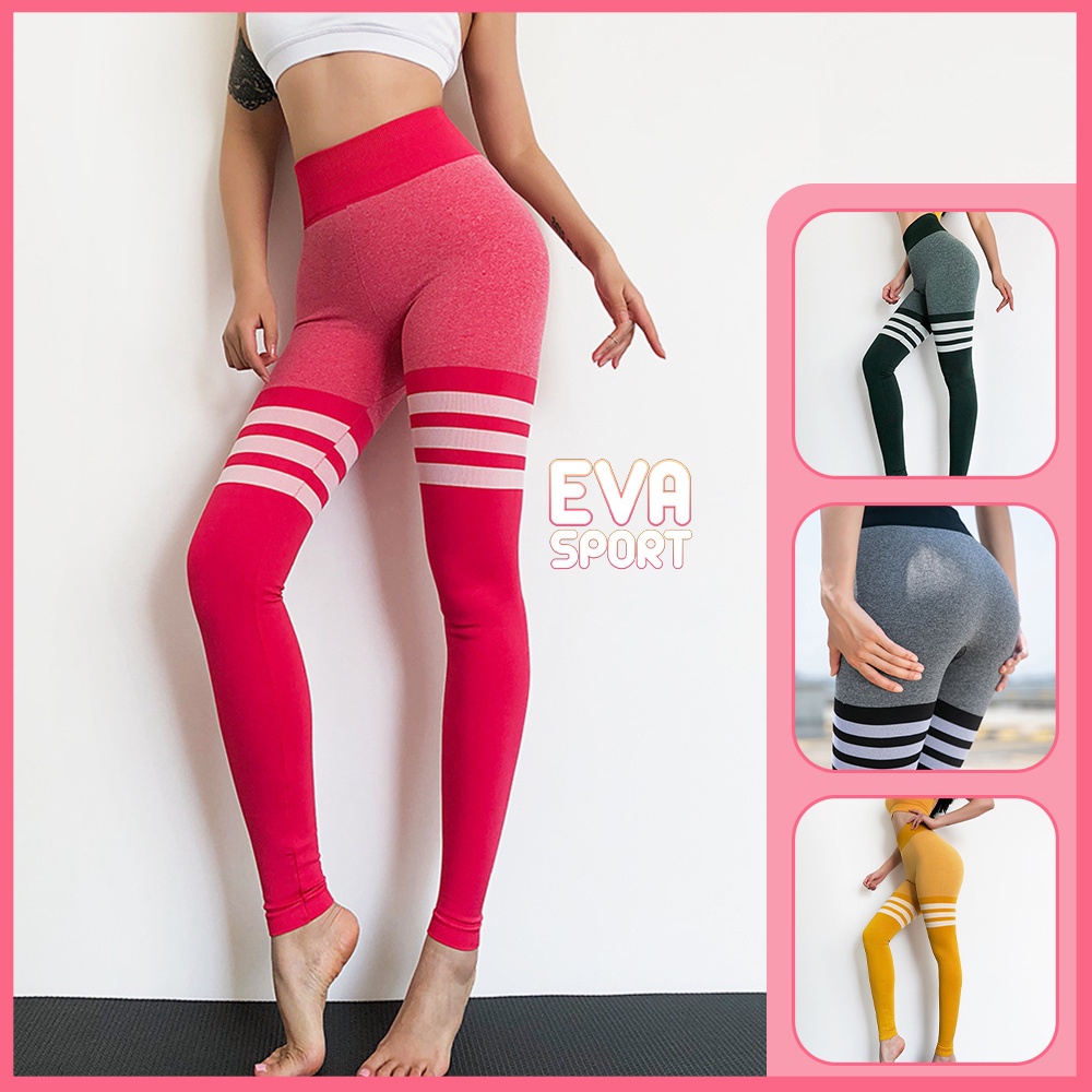 quần legging tập gym yoga aerobic zumba thể thao BOMSHELL nữ chất dệt kim, tôn vòng 3 tập gym yoga -EvaSport_vn