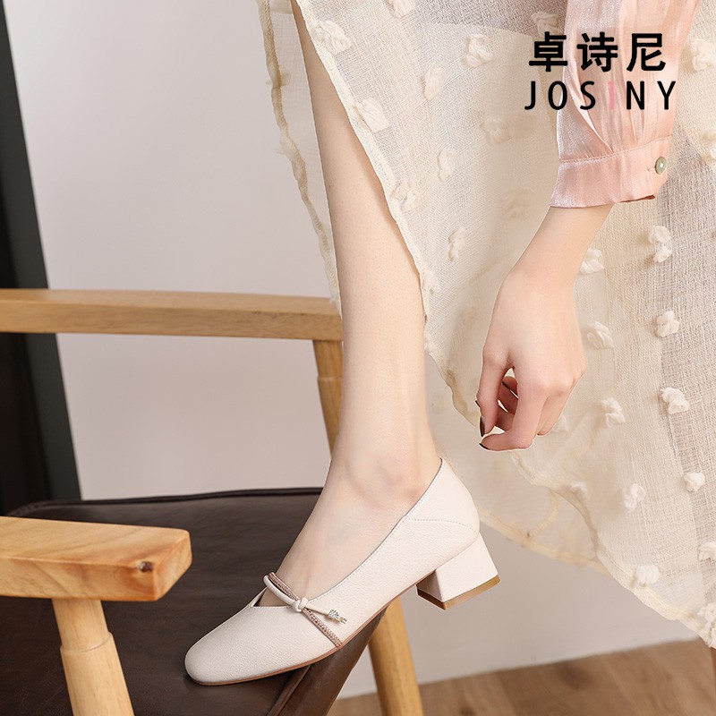 ✽◑▨Zhuo Shini 2021 mới giày da nhỏ nữ mềm England Vintage Mary Jane đế dày giữa