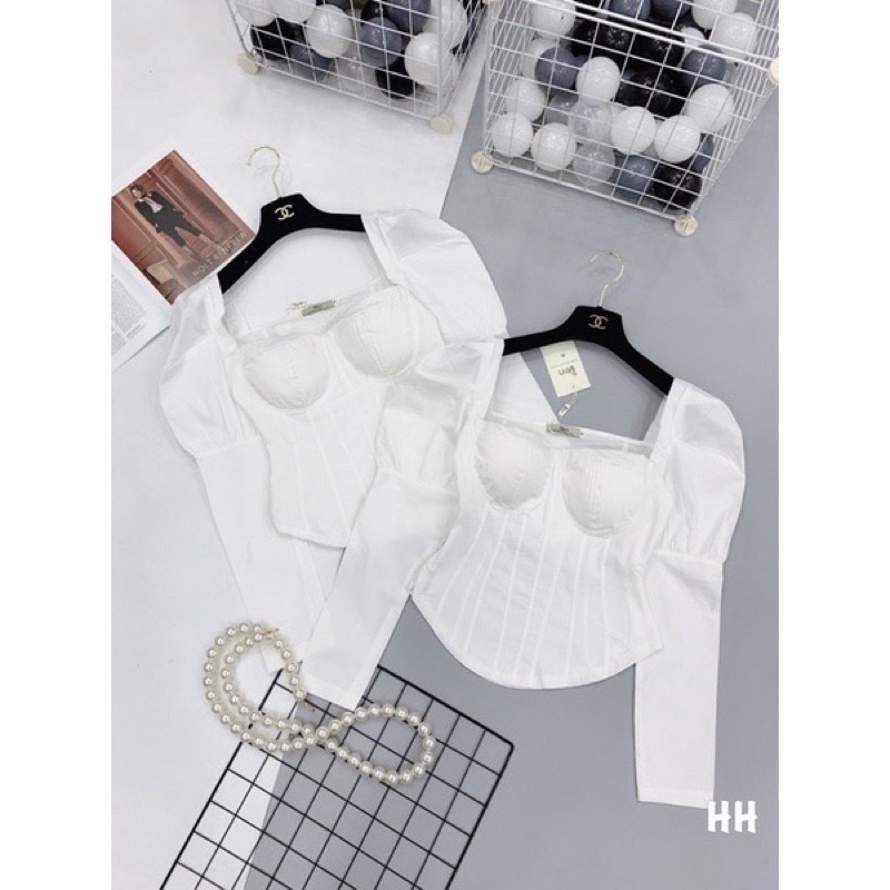 [ẢNH THẬT] Áo Tiểu Thư Tay Bồng Nâng Ngực Chất Tơ Lụa Công Sở Cổ Vuông Hàn Quốc