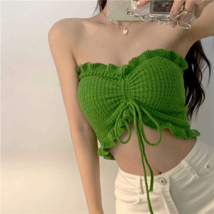 Áo Lửng Hở Vai Phối Dây Rút Thời Trang Mùa Hè Quyến Rũ Cho Nữ