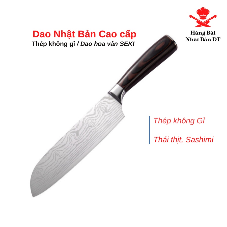 Dao Thái Nhật Bản Seki Hoa Văn In Nổi Chất Liệu Thép Không Gỉ Thiết Kế Nguyên Khối Tay Cầm Nhựa ABS