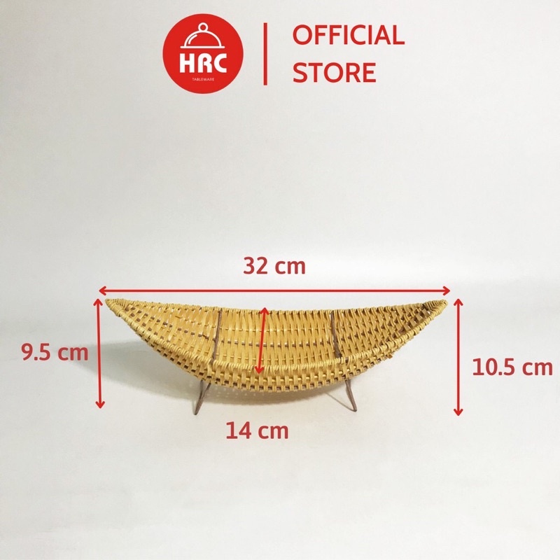 Khay giả mây hình thuyền, đĩa đựng trái cây, cắm hoa quả, trang trí đa năng