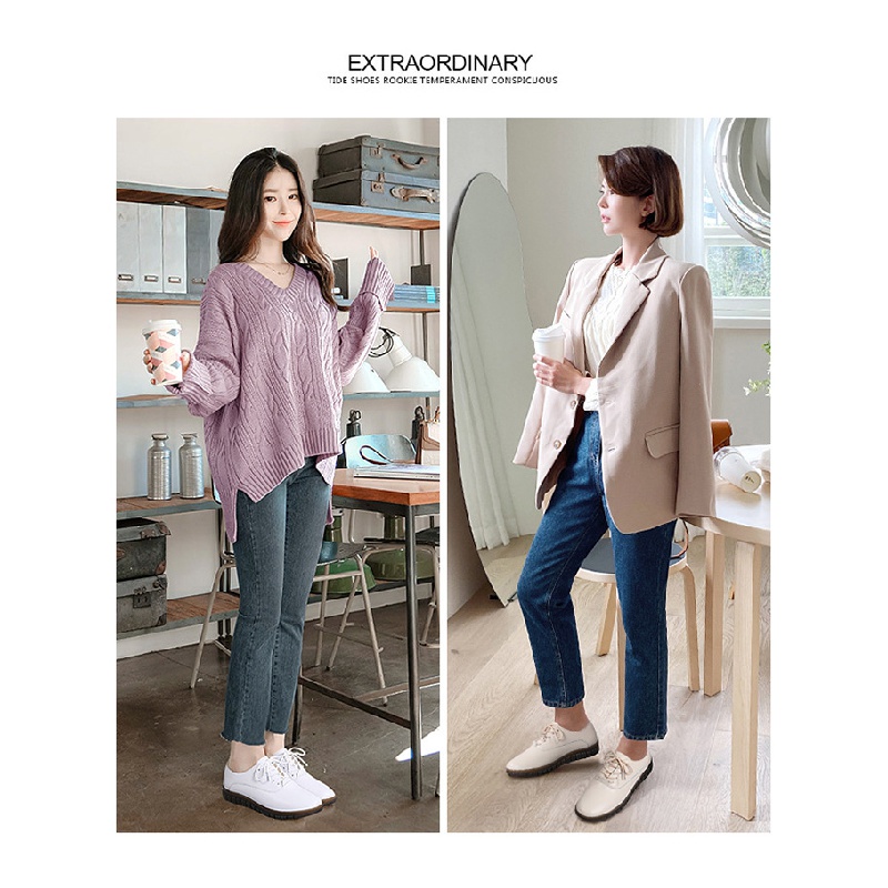 Giày Da Thật Đế Mềm Dày Dặn Thoải Mái Có Size Lớn Thời Trang Xuân Thu Cho Nữ