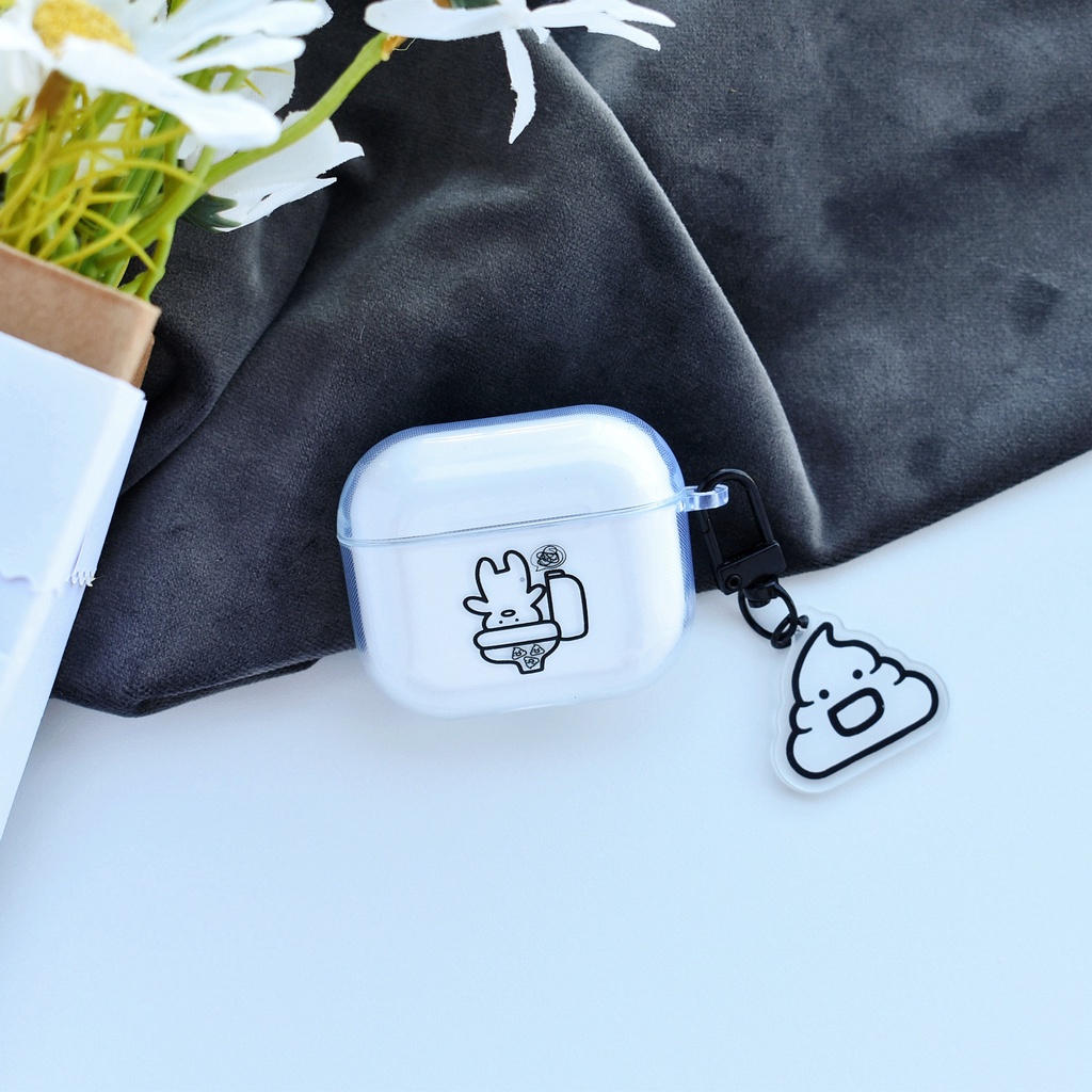 Vỏ Bảo Vệ Hộp Sạc Tai Nghe Bluetooth AirPods 1 2 pro 3 2021 gen3 pro 2 2022 Bằng Silicon Tpu Mềm Trong Suốt Họa Tiết Toilet Poo Đơn Giản Sáng Tạo