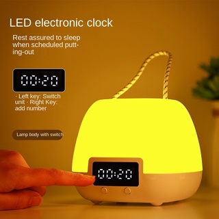 Yooli LED Đèn ngủ làm bằng tay có đồng hồ thời gian Phòng ngủ Điều khiển từ xa Ba màu có thể điều chỉnh cho phòng ngủ của trẻ em