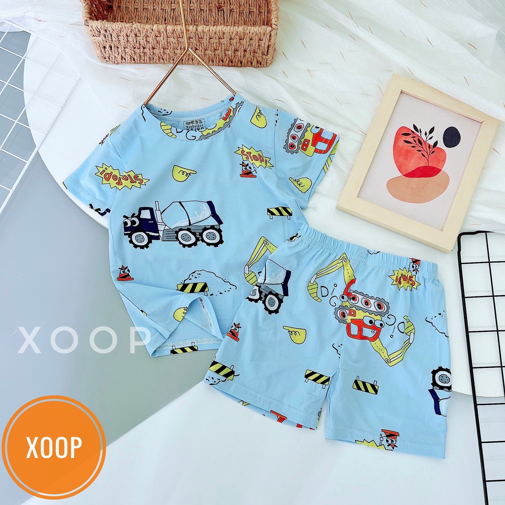 Xả  ! Size nhỡ b6 (18-23kg) Bộ cộc xuất hàn chất cotton lạnh in tràn hàng Quảng châu cho bé