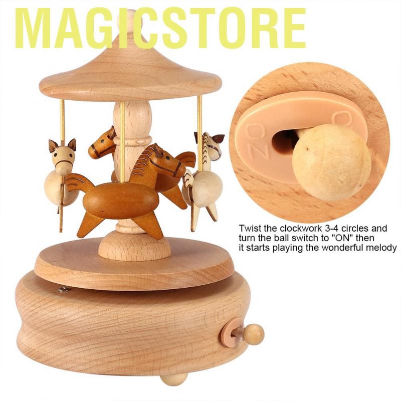 Hộp Âm Nhạc Bằng Gỗ Hình Ngựa Xinh Xắn