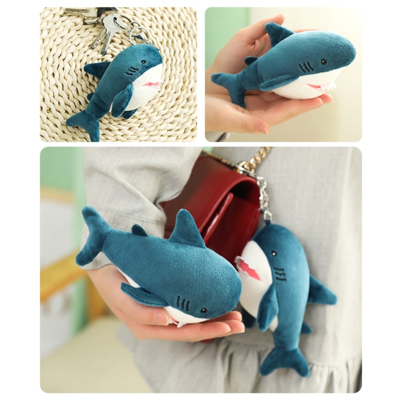 Móc Khóa Hình Cá Mập Nhồi Bông Mềm Mại Đáng Yêu