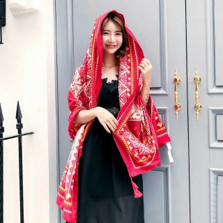 Khăn choàng boho họa tiết vuông - khăn choàng thổ cẩm đi biển - Mã VS009