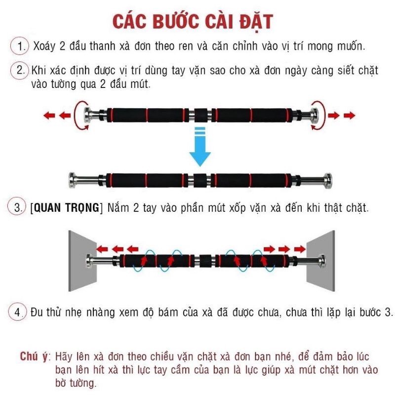 Xà Đơn Treo Tường, Gắn Cửa Tập Gym Tăng Cơ Bắp Centosy - Tải Trọng Tối Đa 120Kg Nhiều Kích Thước