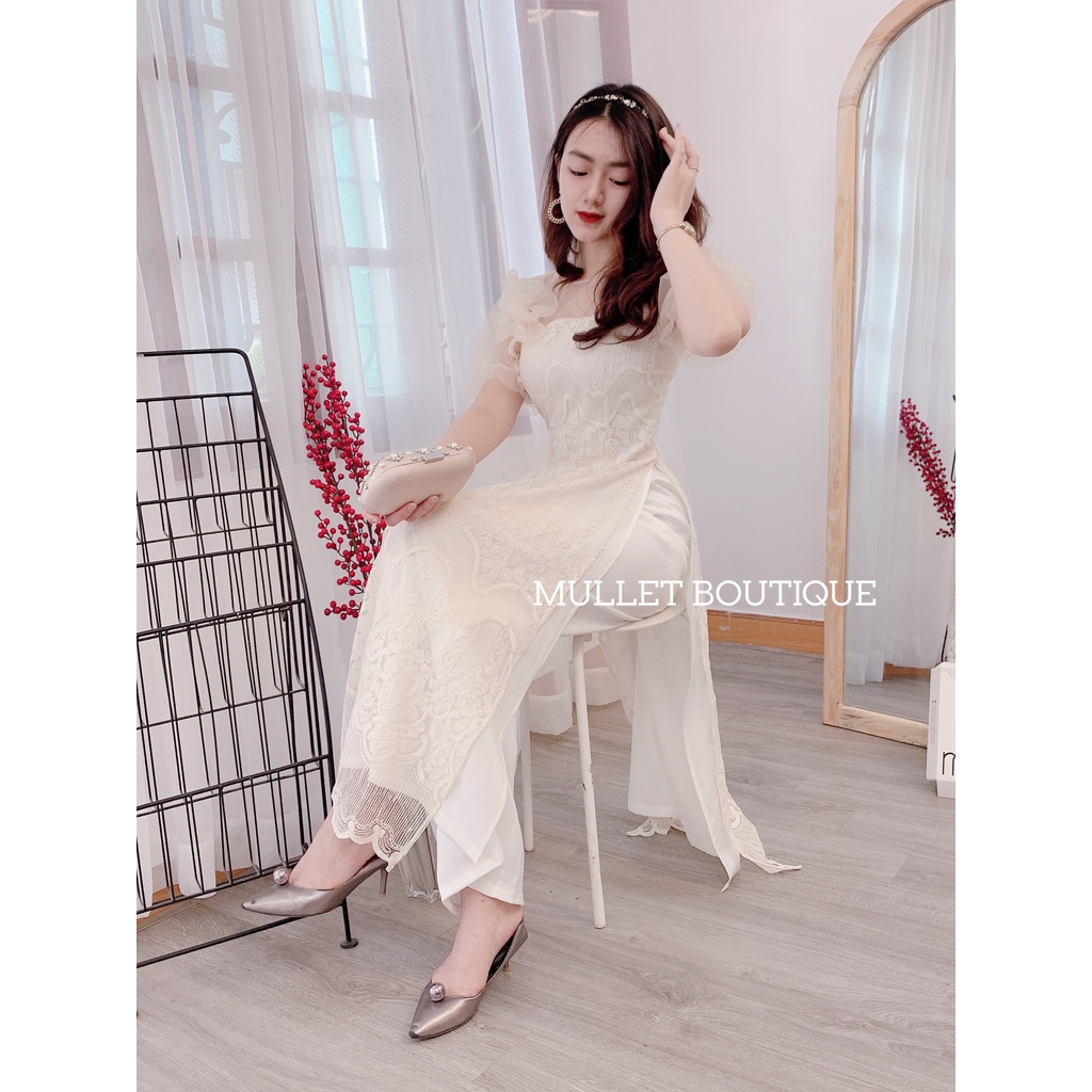 Áo dài trắng mặc tết tiểu thư ảnh thật by Mullet