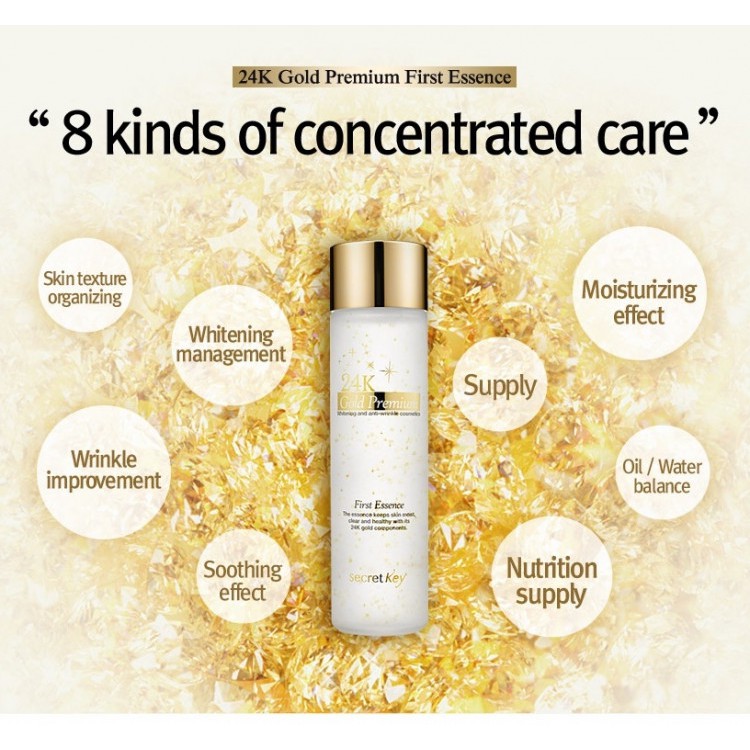 Tinh chất dưỡng da chống lão hóa cao cấp chứa tinh thể vàng Secretkey 24K Gold Premium First Essence 150ml