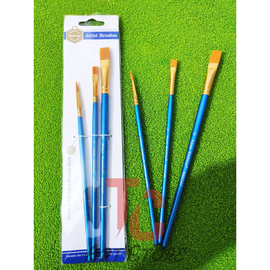 Bộ 3 Cây cọ Artist Brush - 2 Đầu vuông +1 nhọn (Keep Smilling A6038F)