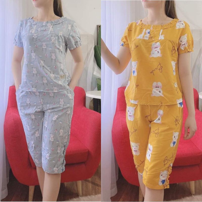 [Mã FASHIONGREEN194 giảm 10% tối đa 30K đơn 99K] Quần áo mặc nhà, đồ bộ rẻ đẹp 2 màu ảnh thật