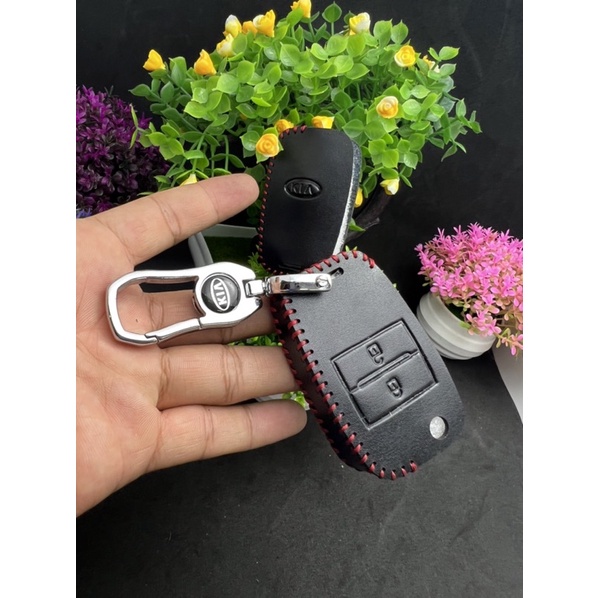 Bao da chìa khoá da bò dành cho xe ô tô KIA MORNING bản 2 nút chìa gập