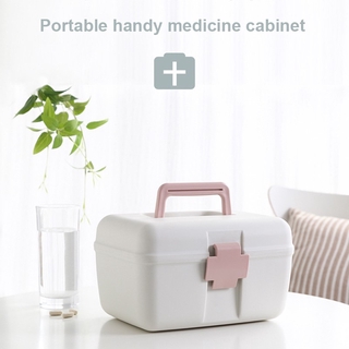 Small household medicine box Daily household storage box Multi-purpose double-layer medicine box Household first aid kit