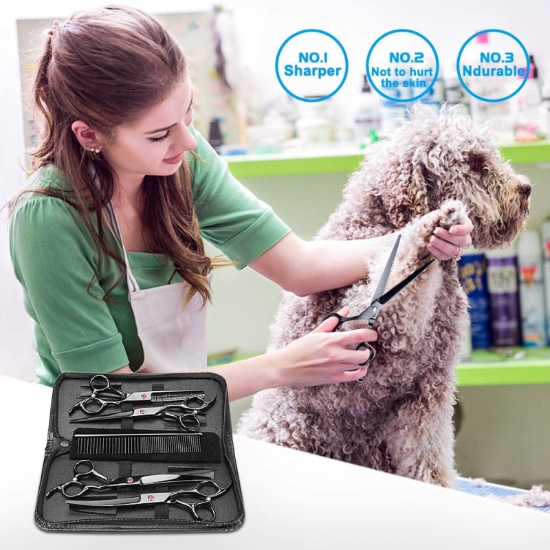Kéo Cắt Tỉa Lông Thú Cưng 7.5 Inch Bằng Thép Không Gỉ Màu Đen