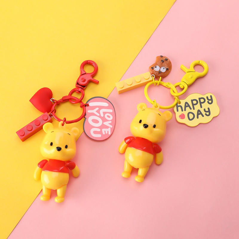 Bộ Móc Khóa Gấu Pooh Siêu Dễ Thương, Đáng Yêu + Kèm Bộ Chuông, Dây Cao Cấp