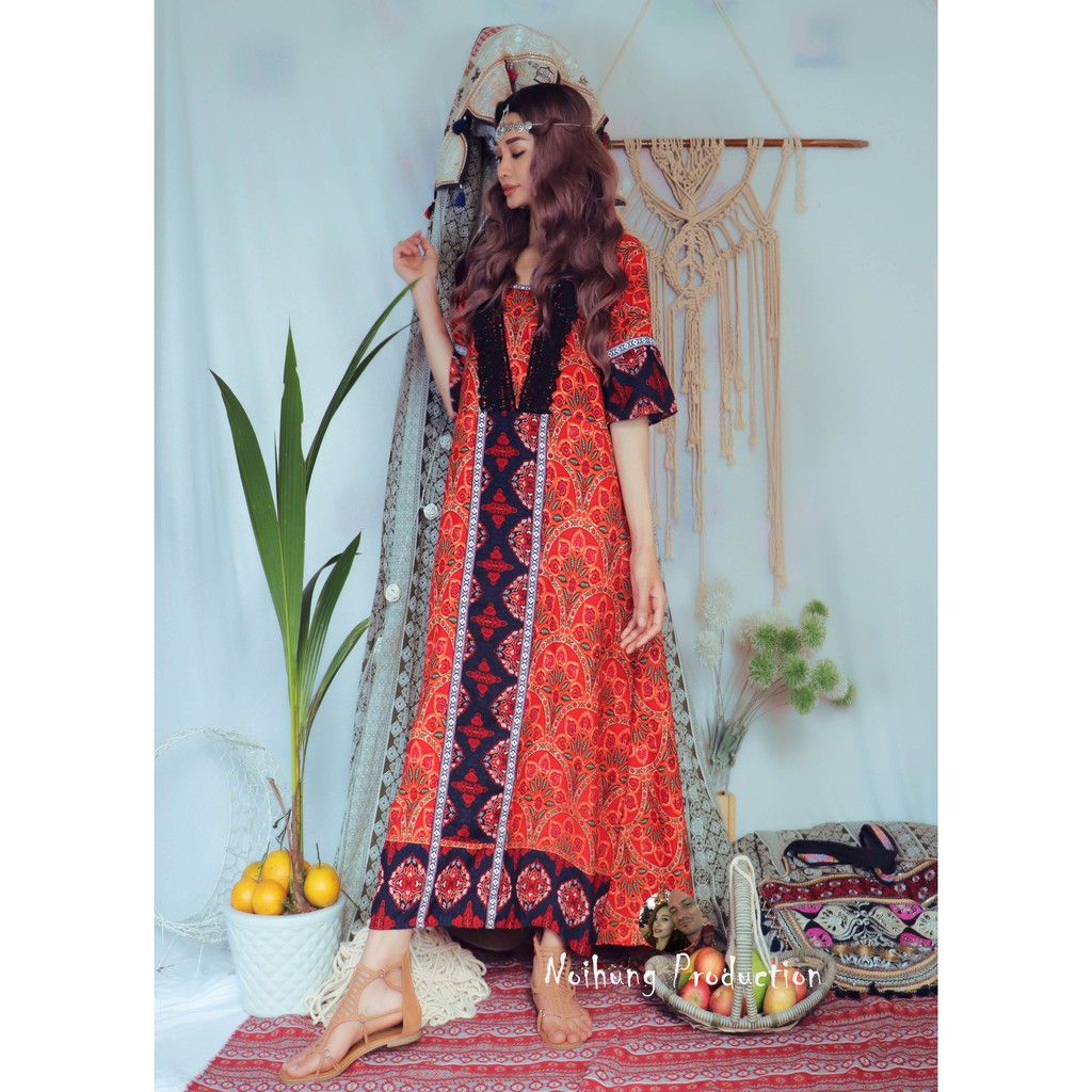 Đầm Váy Bohemian thổ cẩm maxi vintage babydoll ulzzang boho dáng dài suông rộng xòe đi biển đẹp rẻ bigsize bầu hotgirl