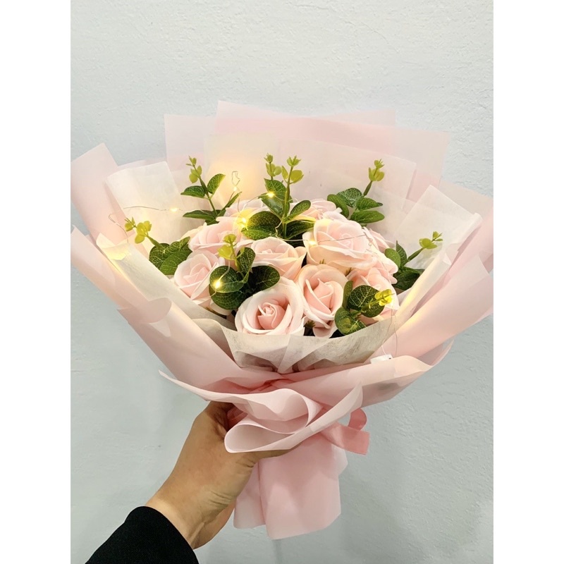Bó hoa sáp thơm 15 bông kèm lá táo lưu hương cực lâu - Món quà ý nghĩa cho người thân và bạn bè