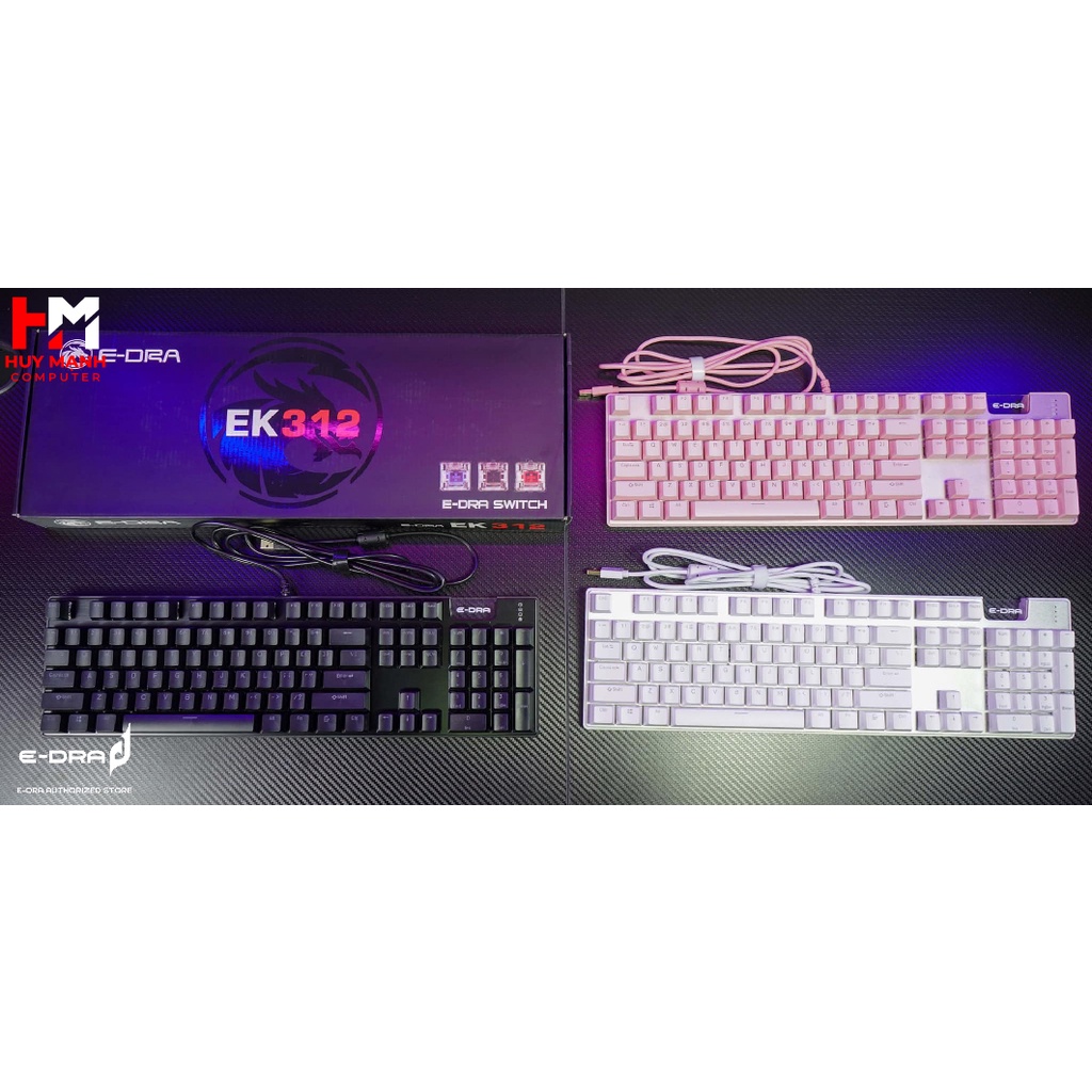 Bàn phím cơ E-DRA EK312 huy mạnh computer bàn phím máy tính có dây 144 phím Led RGB