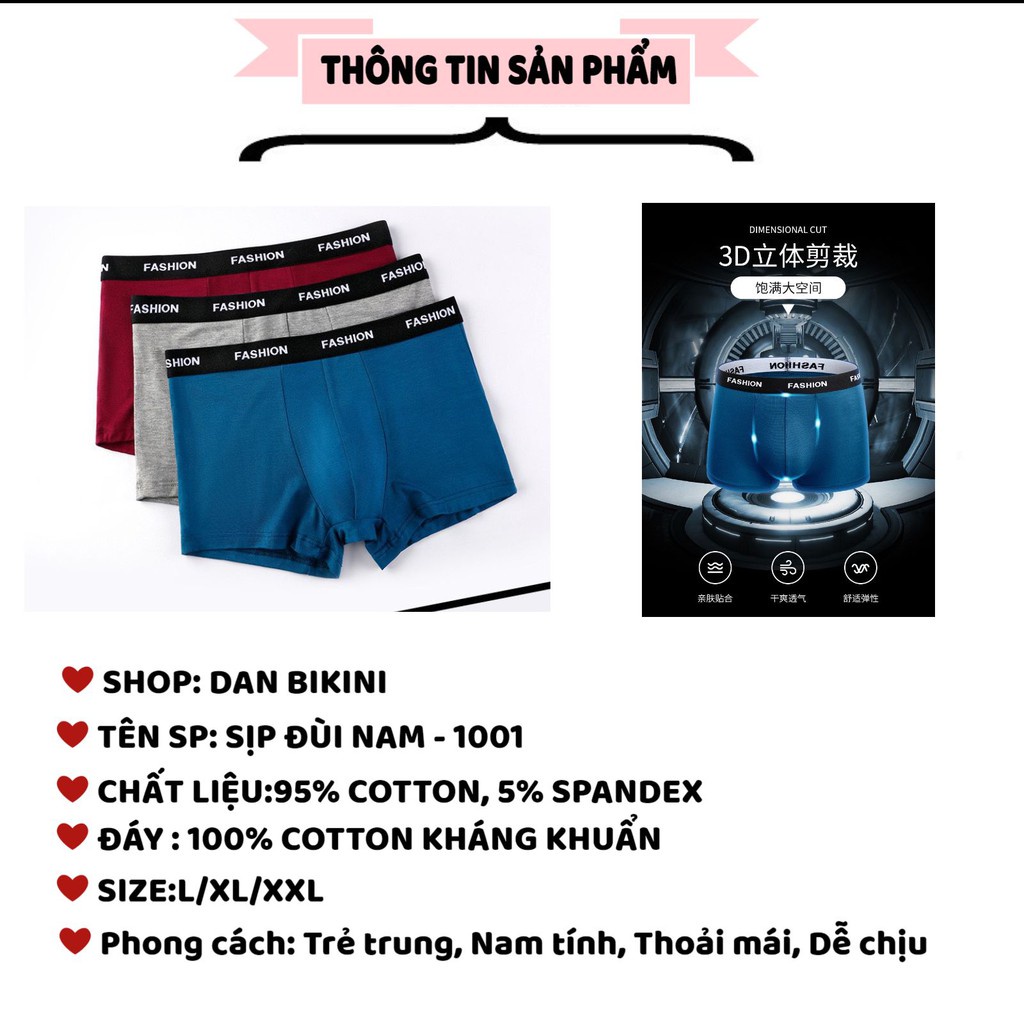 Quần Sịp Đùi Nam ❤️FREESHIP❤️ Quần Sịp Nam co giãn thoáng khí mỏng mát cao cấp cottonn 100% mã 1001